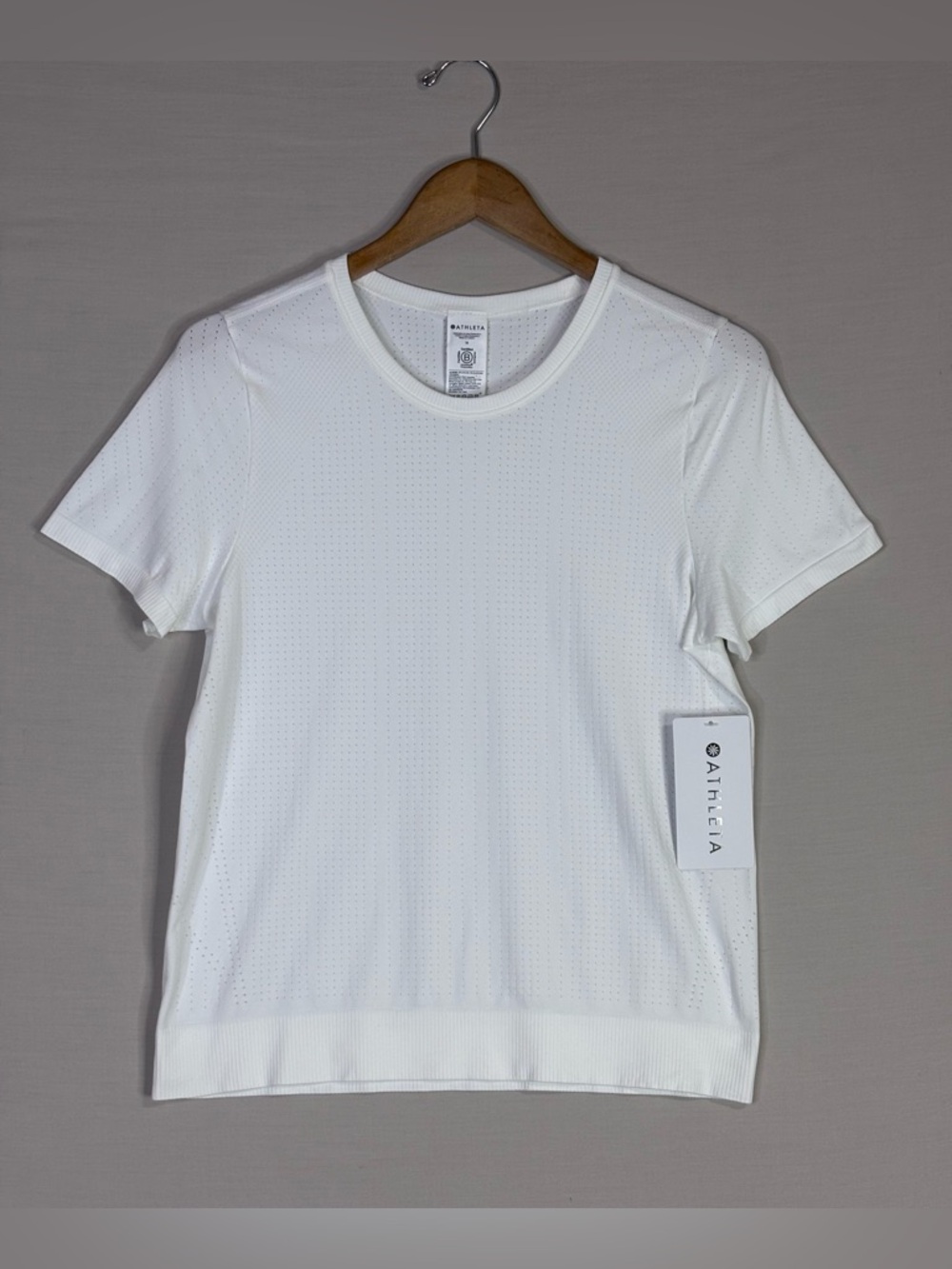 Athleta Seamless Performance Tee White NWT Breathable Athletic Top M